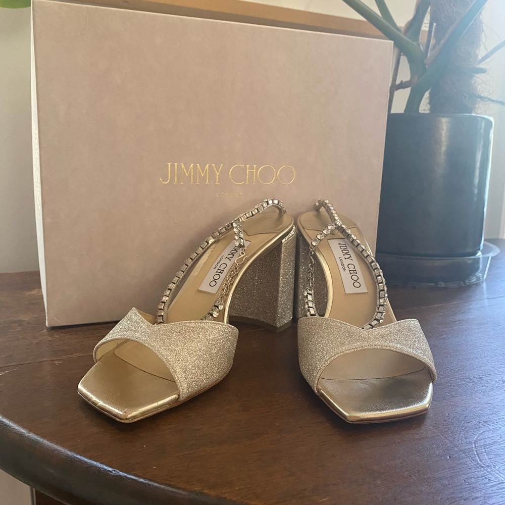 Jimmy Choo Saeda Glitter Sandals